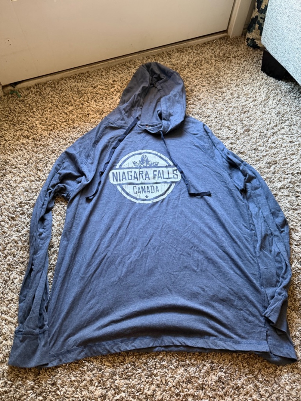 Niagara Falls Canada Lightweight Hooded Shirt Jacket - Slate Blue